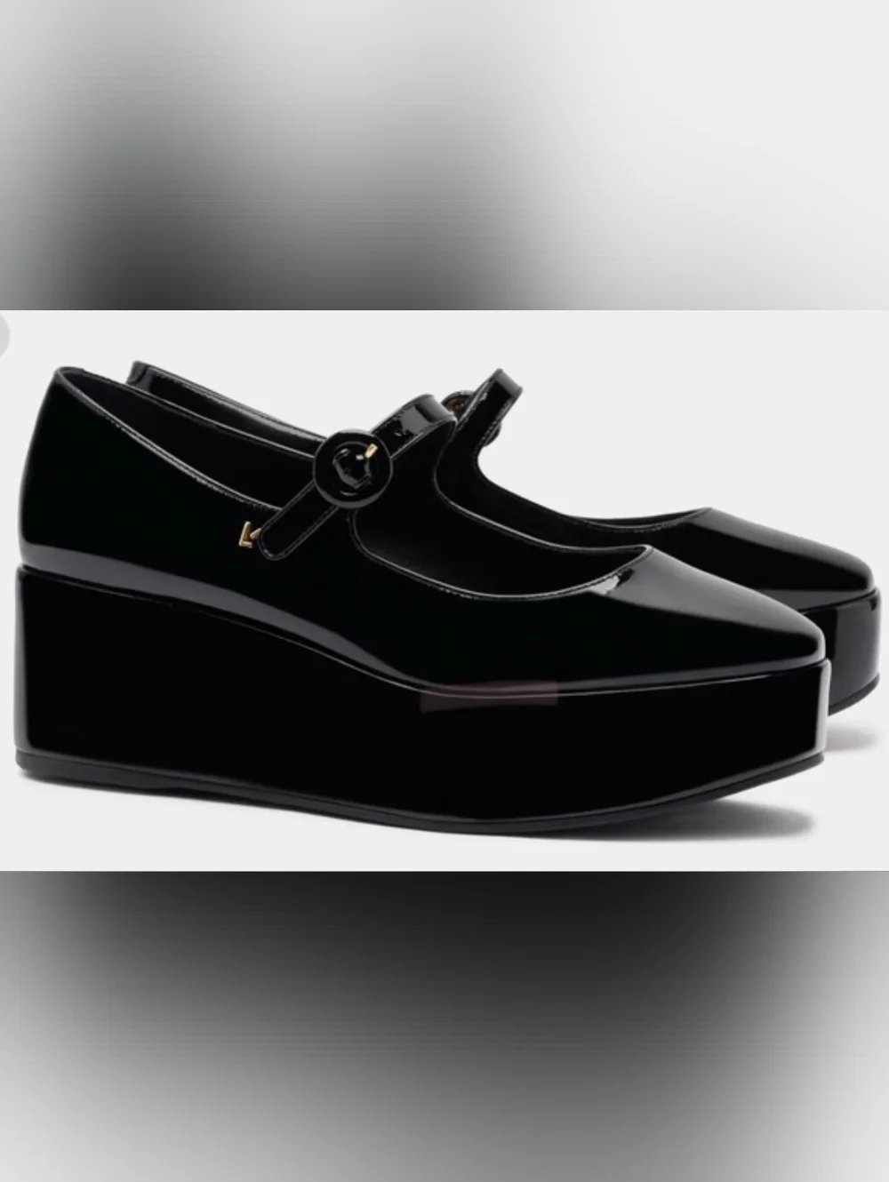 Larroude Black Patent Mary Jane Platform Shoes